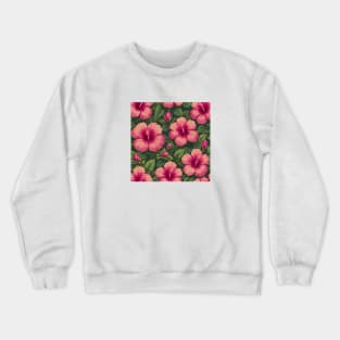 Pink hibiscus flowers Crewneck Sweatshirt